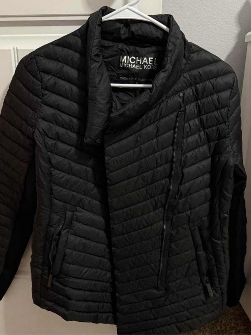 Michael Kors Black Quilted Asymmetric Puffer Jacket